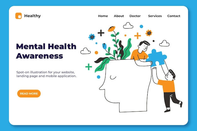 Hand drawn mental health landing page template