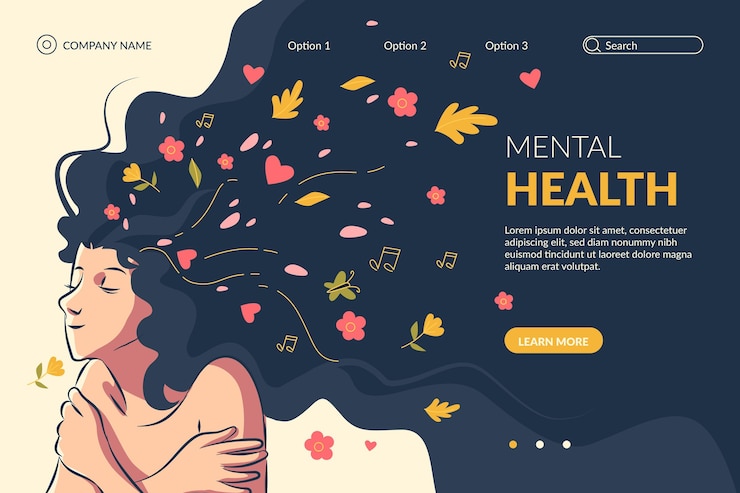 Free Vector hand drawn mental health landing page template
