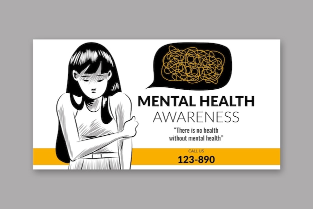 Free vector hand drawn mental health social media post template