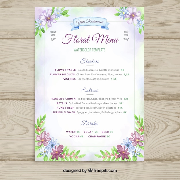 Hand drawn menu template