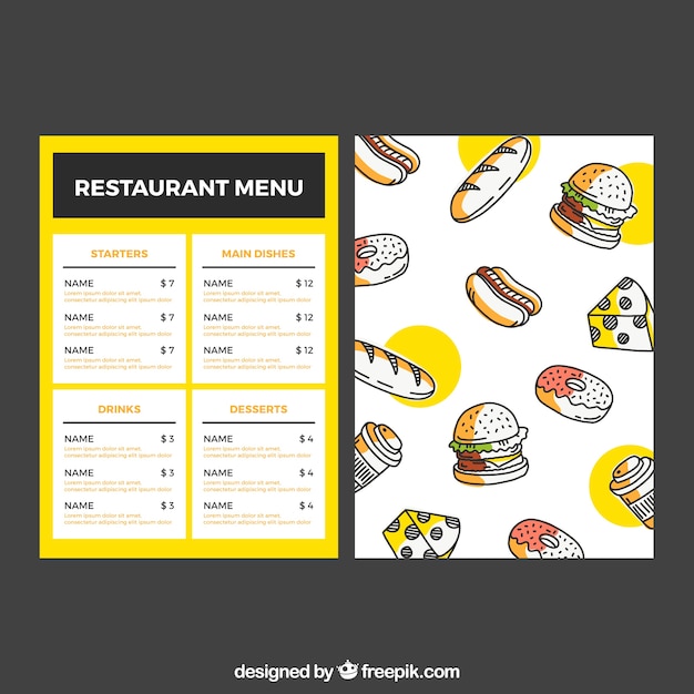 Hand drawn menu template