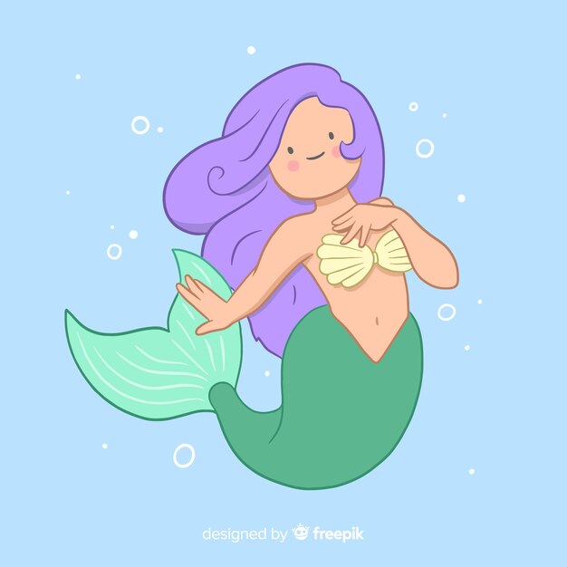 Hand drawn mermaid background