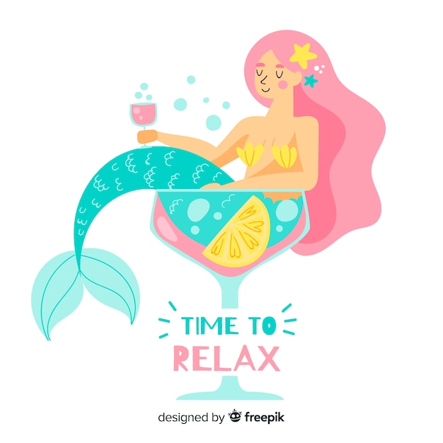 Free vector hand drawn mermaid background