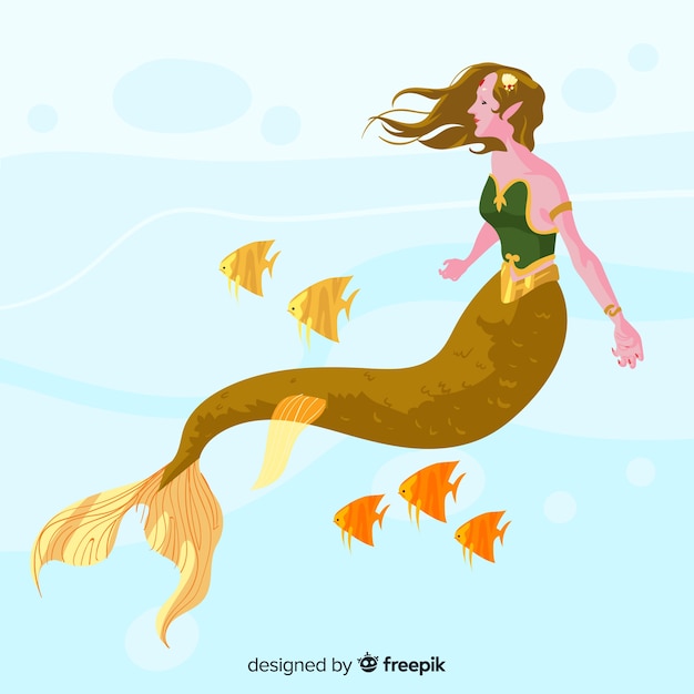 Free vector hand drawn mermaid background