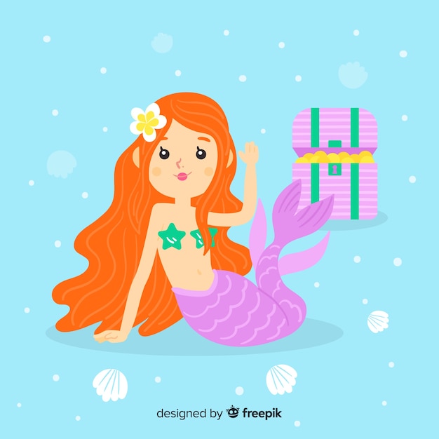 Free vector hand drawn mermaid background