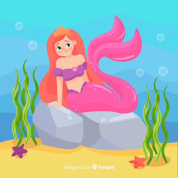 Hand drawn mermaid background