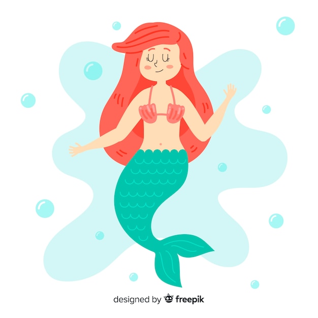 Hand drawn mermaid background