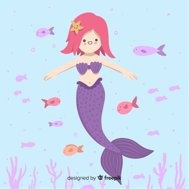 Free vector hand drawn mermaid background