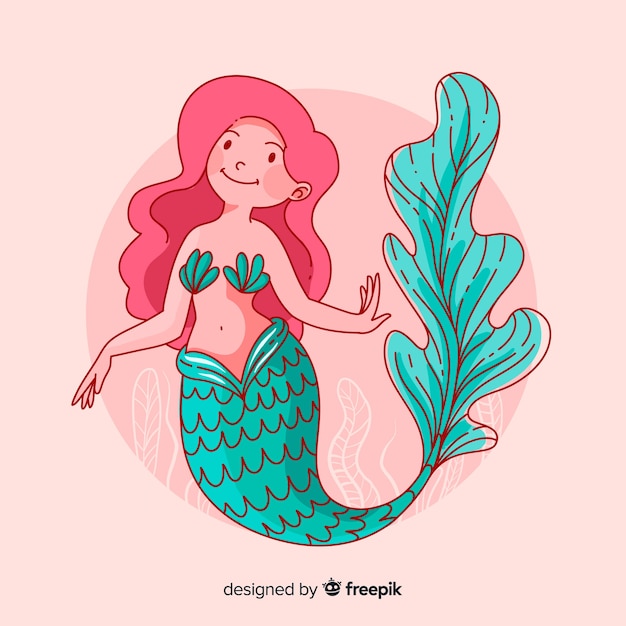 Hand drawn mermaid background