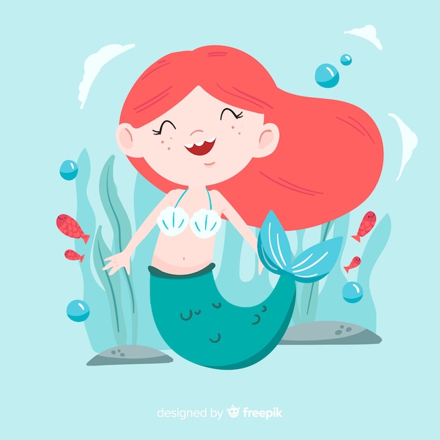 Free vector hand drawn mermaid character background