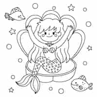 Free vector hand drawn mermaid outline illustration