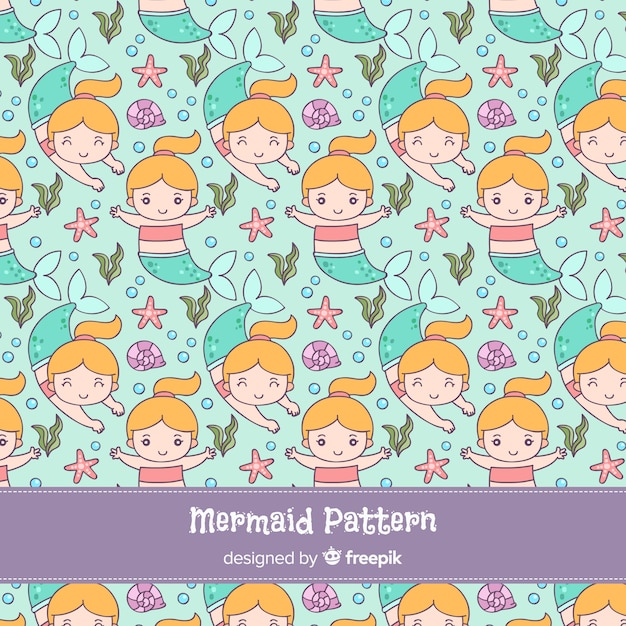 Hand drawn mermaid pattern