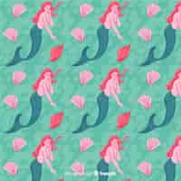 Free vector hand drawn mermaid pattern