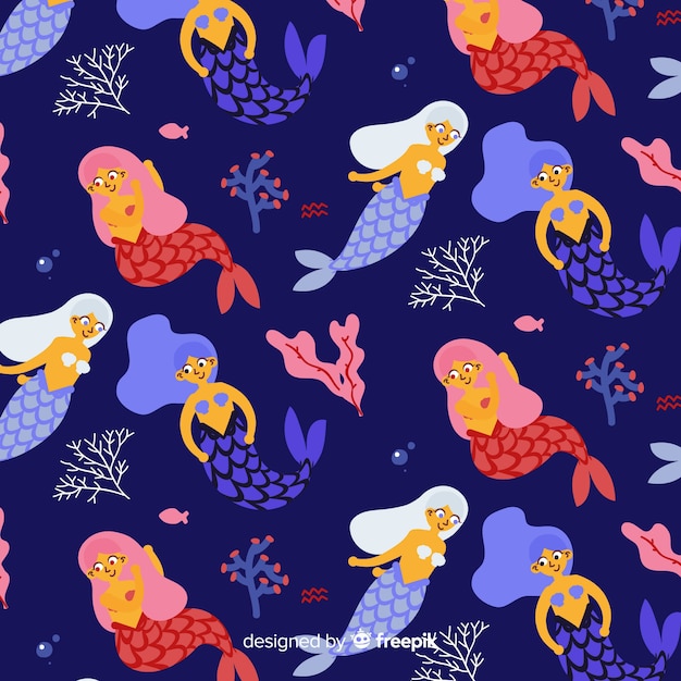 Hand drawn mermaid pattern