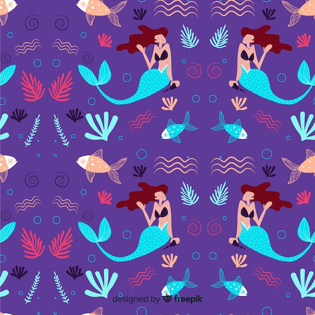 Hand drawn mermaid pattern
