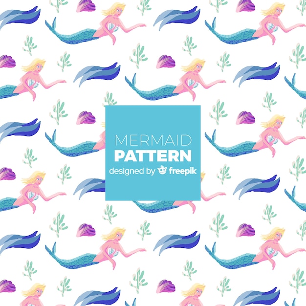 Free vector hand drawn mermaid pattern