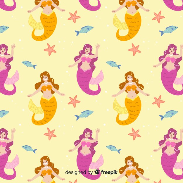 Hand drawn mermaid pattern