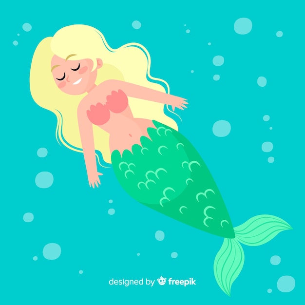 Free vector hand drawn mermaid portrait