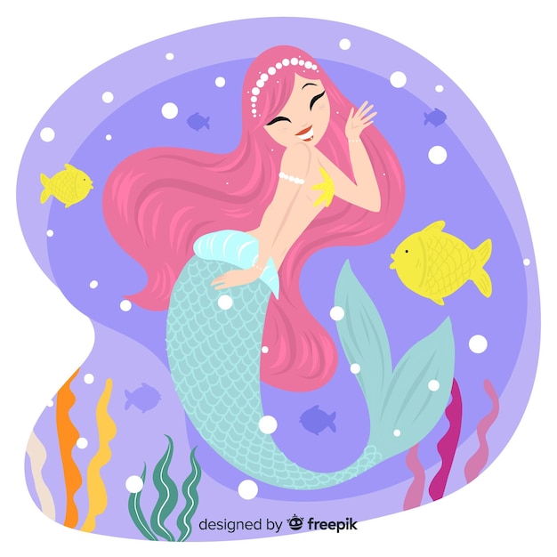 Free vector hand drawn mermaid portrait