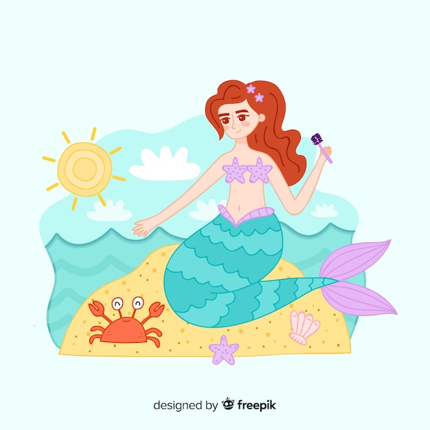 Free vector hand drawn mermaid portrait