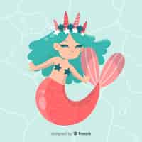 Free vector hand drawn mermaid portrait