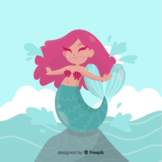 Free vector hand drawn mermaid portrait