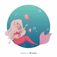 Free vector hand drawn mermaid portrait