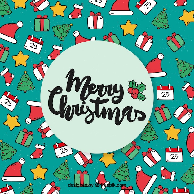 Hand drawn merry christmas background