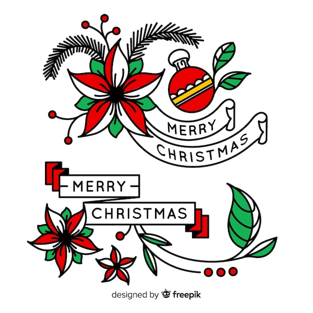 Free vector hand drawn merry christmas decoration