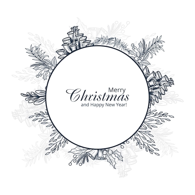 Free vector hand drawn merry christmas winter ornament card