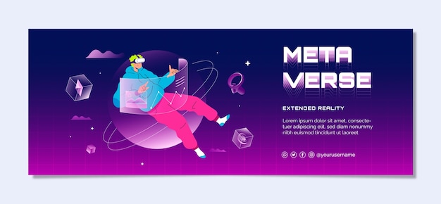 Hand drawn metaverse concept facebook cover