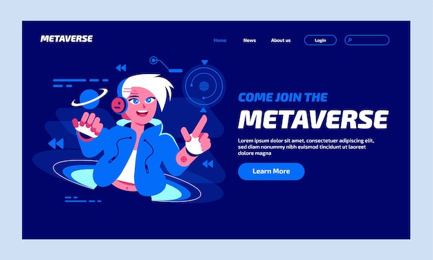 Hand drawn metaverse concept landing page