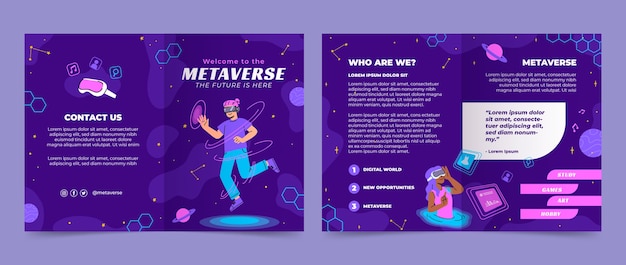 Free vector hand drawn metaverse dynamic brochure template