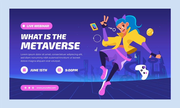Free Vector hand drawn metaverse dynamic webinar template