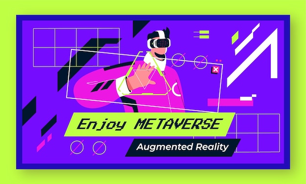 Бесплатное векторное изображение Ручной обращается метавселенная подергивания фона