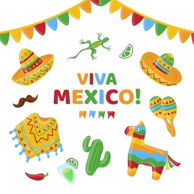 手描きメキシコ独立記念日のコンセプト
