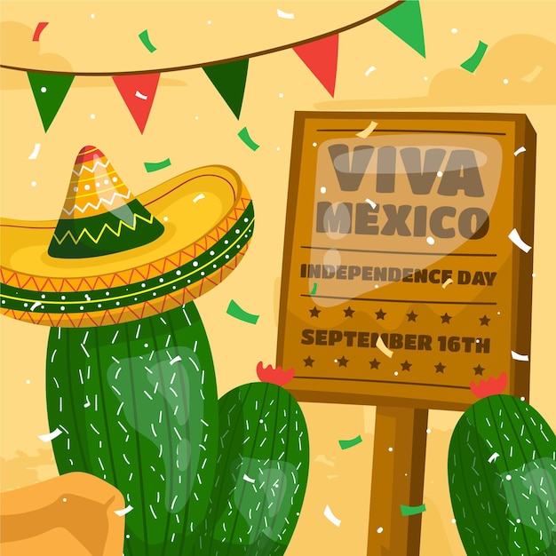 Hand drawn mexic independence day concept