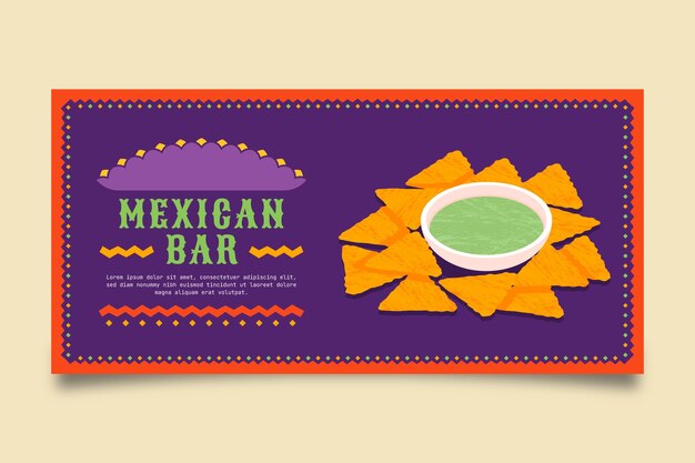 Hand drawn mexican bar horizontal banner