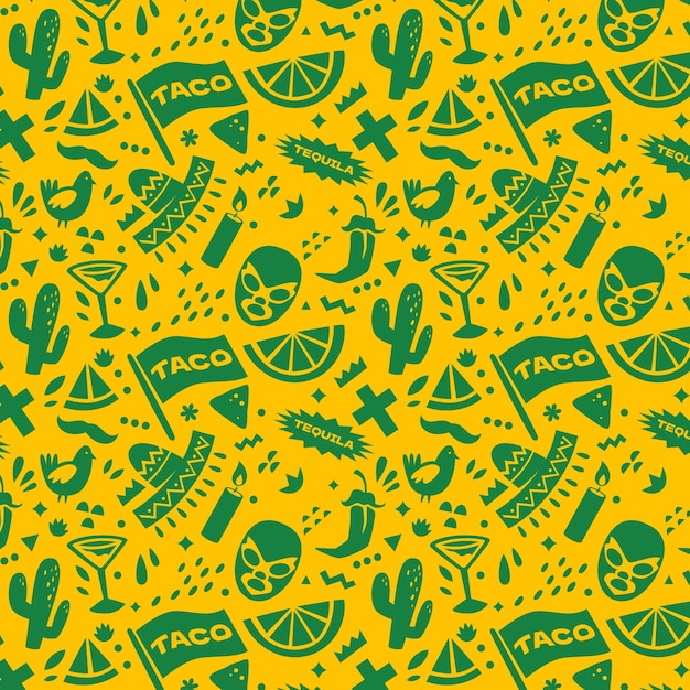 Free vector hand drawn mexican bar pattern