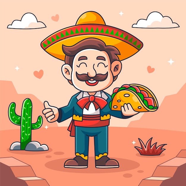 Free Vector hand drawn mexican cartoon illustration
