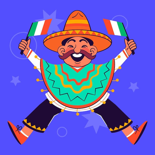 Free vector hand drawn mexican cartoon illustration