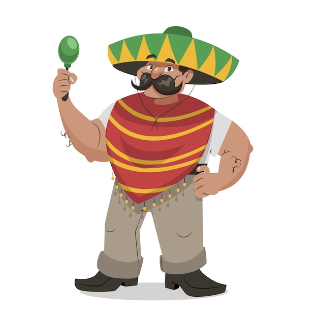 Hand drawn mexican cartoon illustration