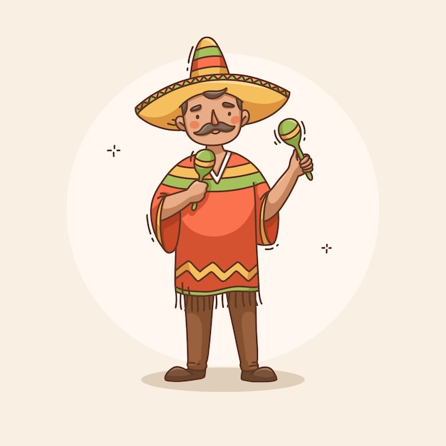 Free Vector hand drawn mexican cartoon illustration