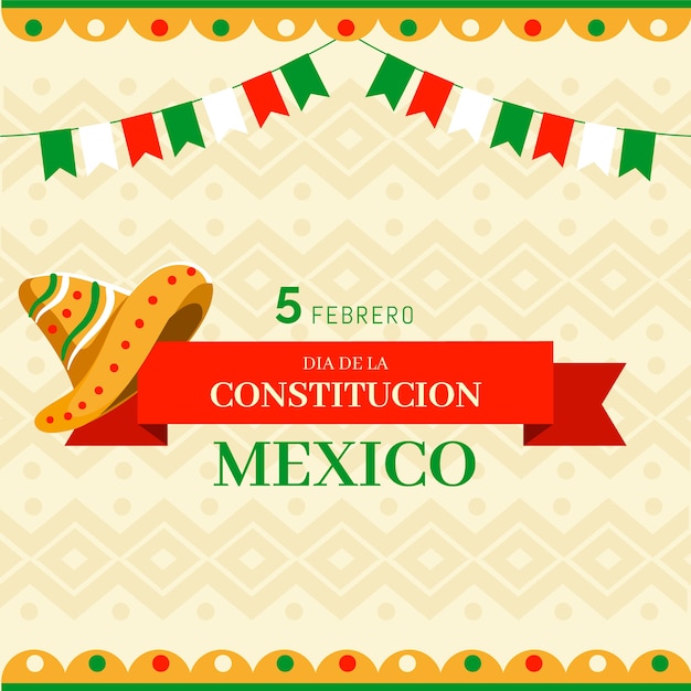 Vettore gratuito evento del giorno della costituzione messicana disegnata a mano
