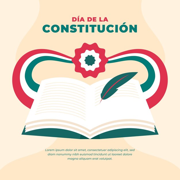 Hand drawn mexican constitution day with book illustrated
