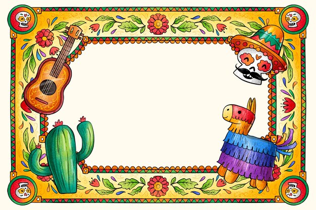 손으로 그린 멕시코 문화 그림