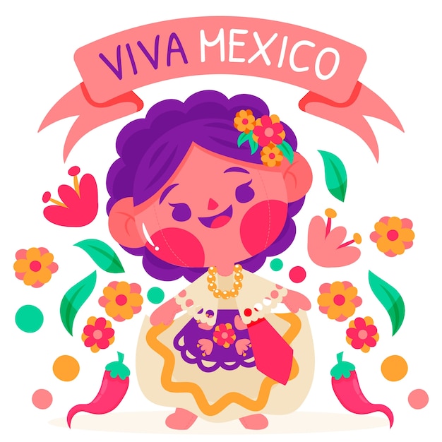 Free vector hand drawn mexican doll illustration