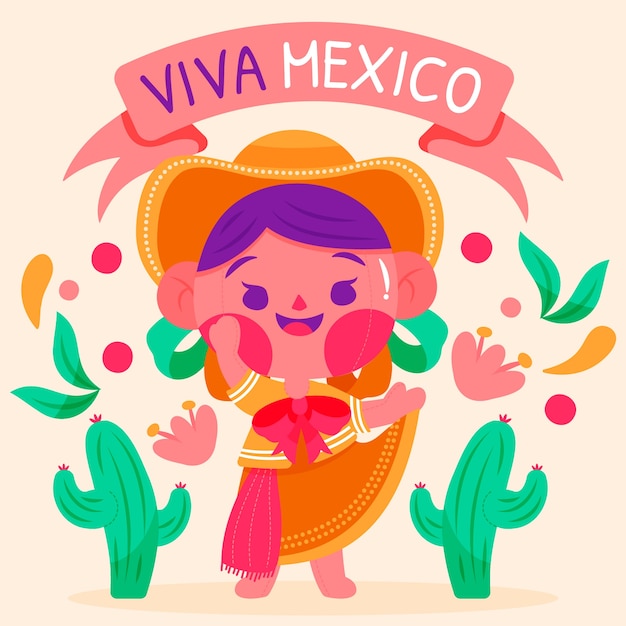 Нарисованная рукой иллюстрация мексиканской куклы