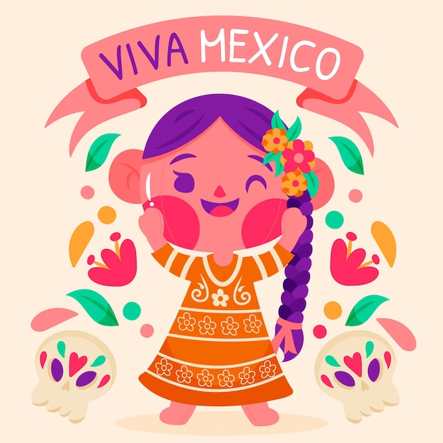 Free vector hand drawn mexican doll illustration