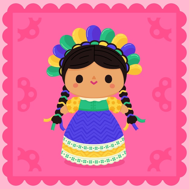 Free vector hand drawn mexican doll illustration